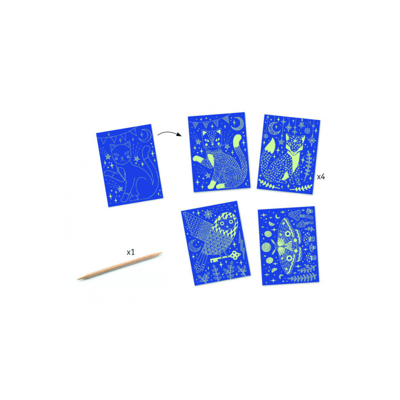 Djeco - Scratch card, At night