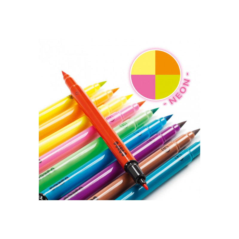 Djeco - Pop colours, 10 felt brushes