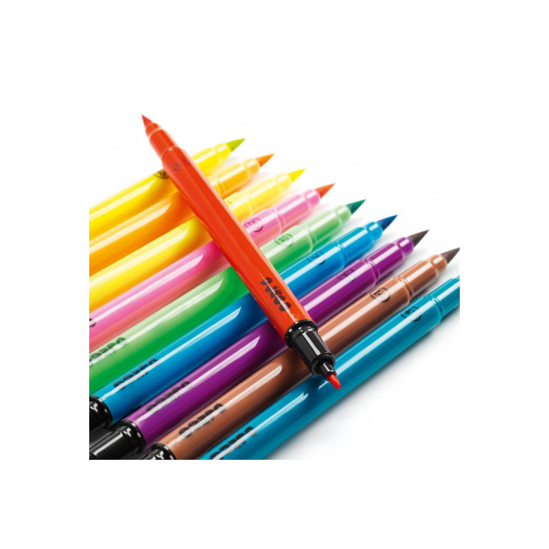 Djeco - Pop colours, 10 felt brushes
