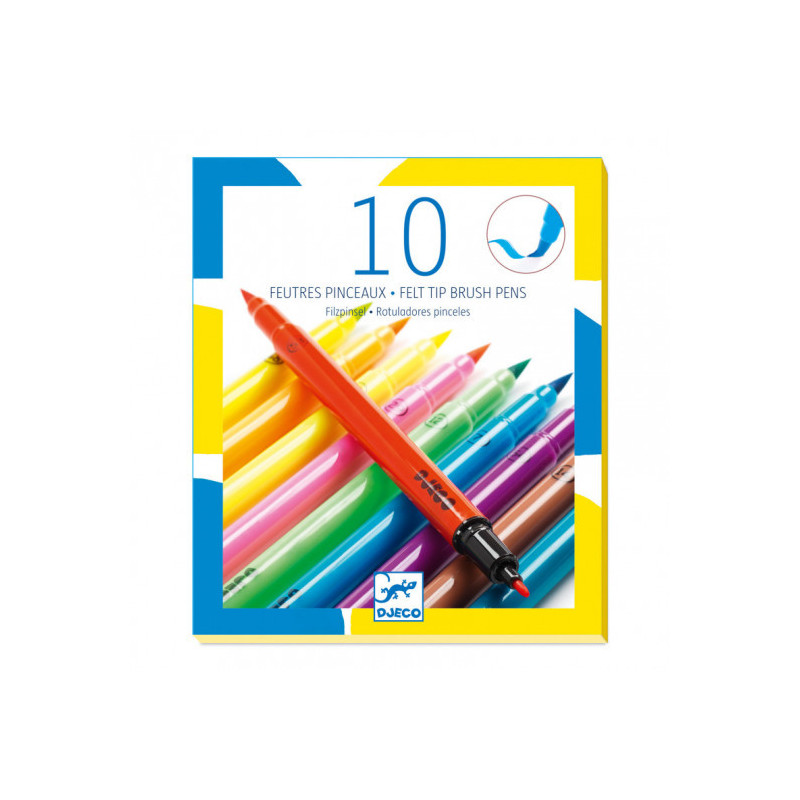 Djeco - Pop colours, 10 felt brushes