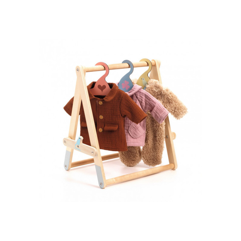 Djeco - Clothes Rack & 3 hangers