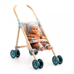 Djeco - Wooden Doll Stroller Little Cubes - 44 cm