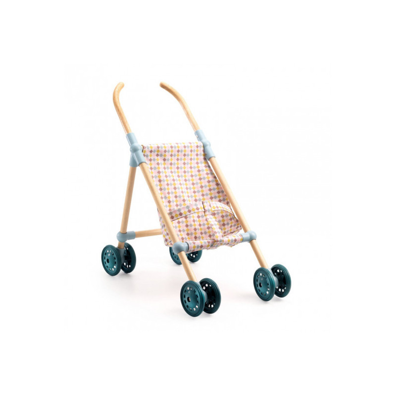 Djeco - Wooden Doll Stroller Little Cubes - 44 cm