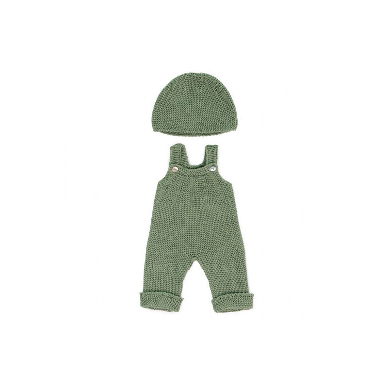 Miniland - Knitted Doll Outfit Overall & Beanie Hat, 38 cm
