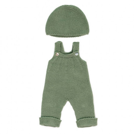 Miniland - Knitted Doll Outfit Overall & Beanie Hat, 38 cm