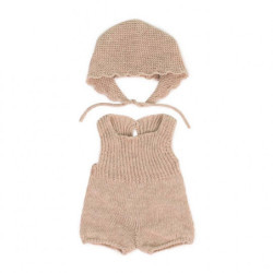 Miniland - Knitted Doll Outfit Romper & Bonnet, 38 cm