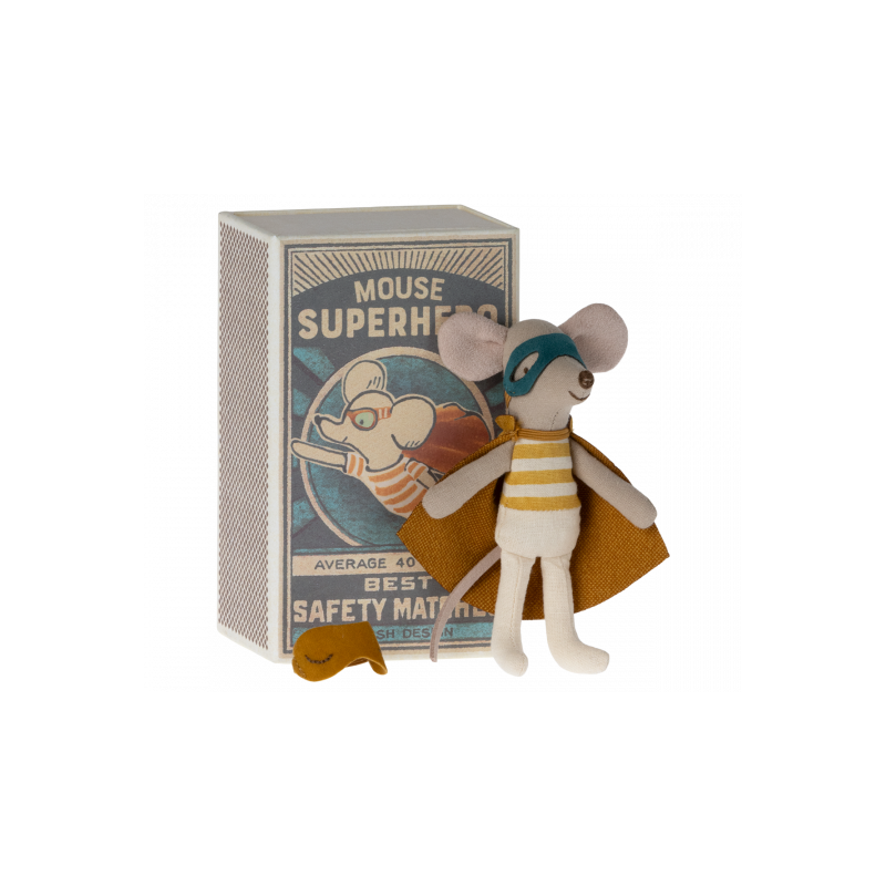 Maileg - Superhero lillebror mus i tändsticksask