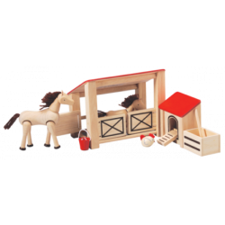 PlanToys - Stall med 2 hästar