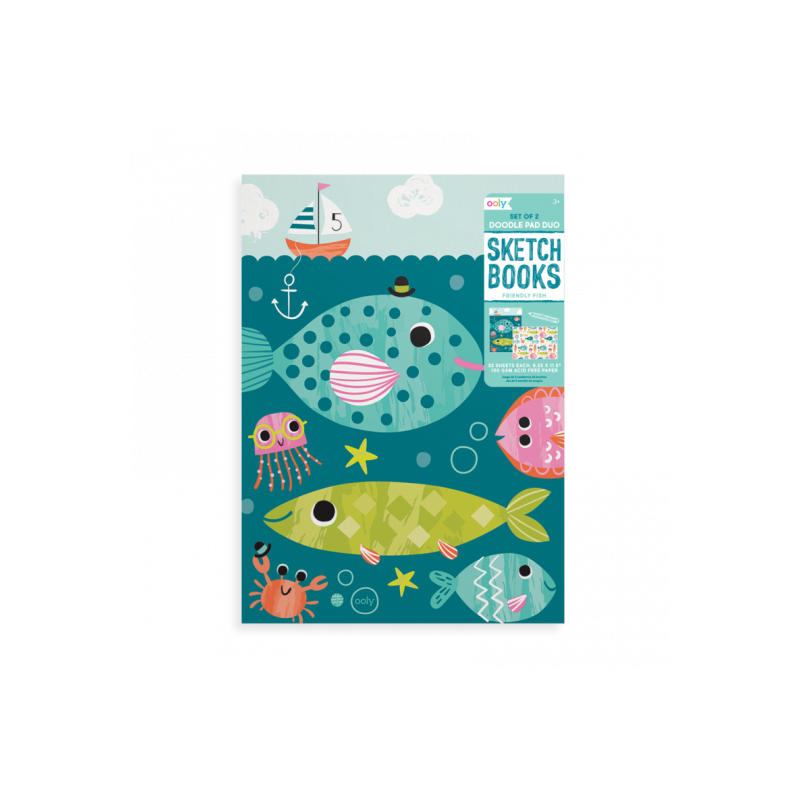 OOLY - Skissblock 2-pack - Friendly Fish