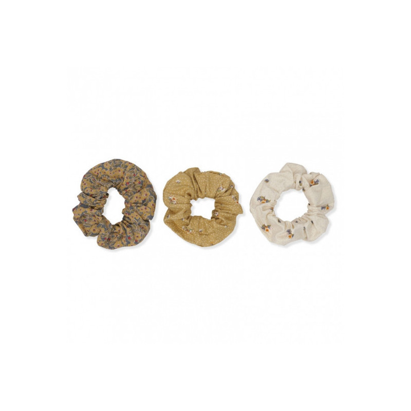 Konges slöjd - 3-pack Scrunchies Big, Flower Bouquet Dijon