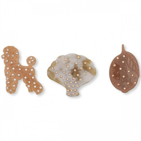 Konges slöjd - 3-pack hårspännen Pudel, snäcka, citron