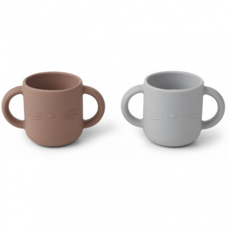 Liewood- Gene Silikon mugg 2-pack , Cat dumbo grey