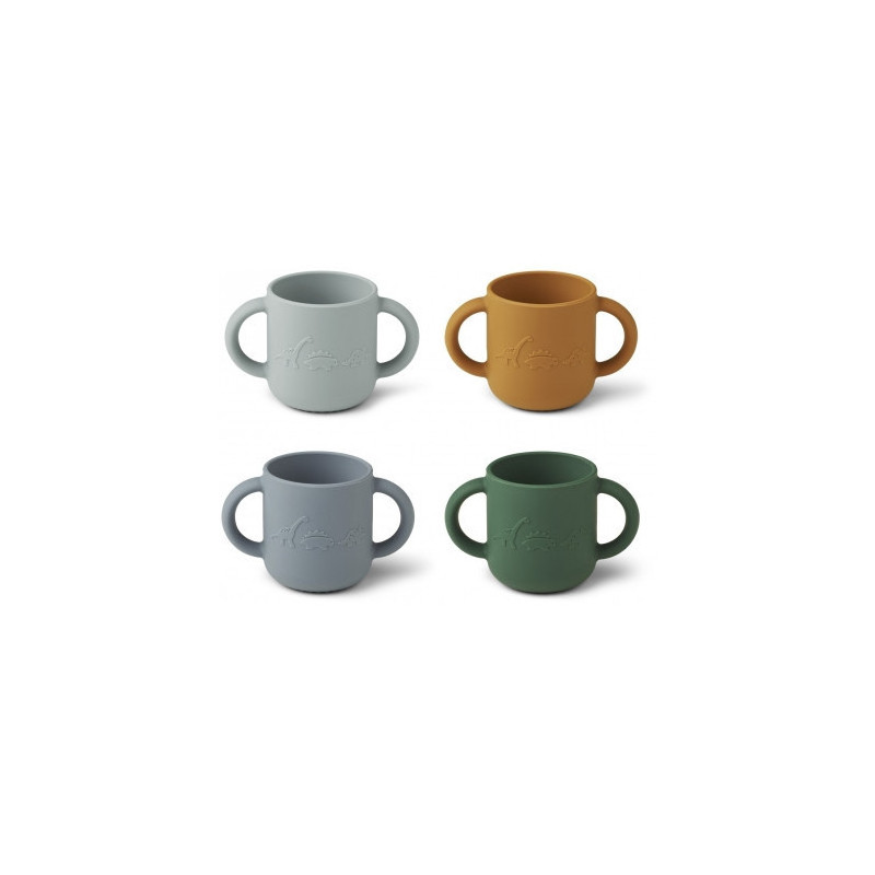 Liewood- Gene Silikon mugg 4-pack , Dino blue multi mix