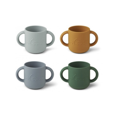 Liewood- Gene Silikon mugg 4-pack , Dino blue multi mix