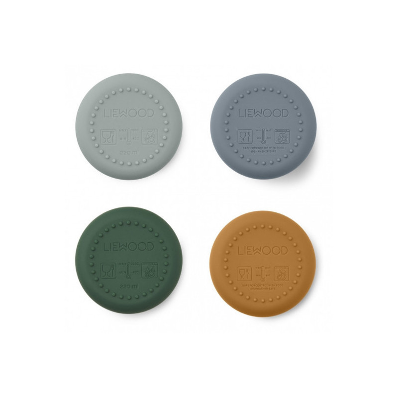 Liewood- Ethan Silikon mugg 4-pack , Dino blue multi mix