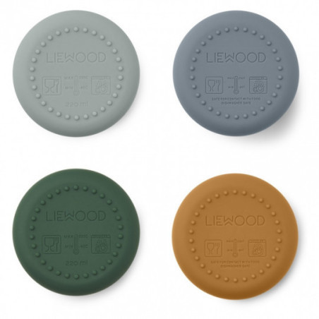 Liewood- Ethan Silikon mugg 4-pack , Dino blue multi mix