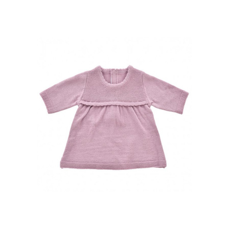 byAstrup -  Stickad långärmad klänning, Lila 35 cm