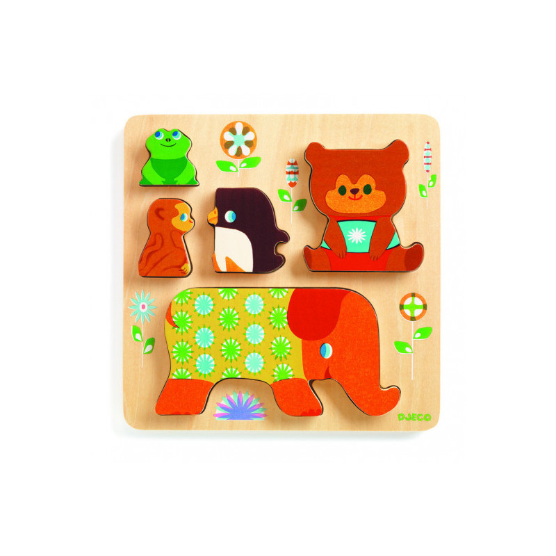 Djeco - Reliefpuzzle, Woodypile, 5 pcs
