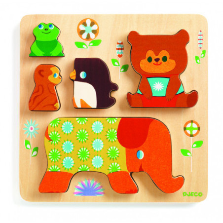 Djeco - Reliefpuzzle, Woodypile, 5 pcs