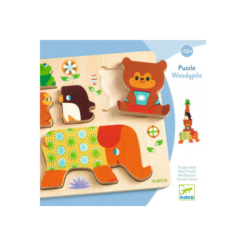 Djeco - Reliefpuzzle, Woodypile, 5 pcs