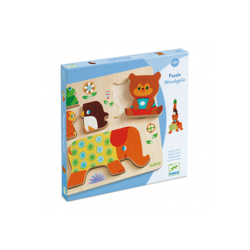 Djeco - Reliefpuzzle, Woodypile, 5 pcs