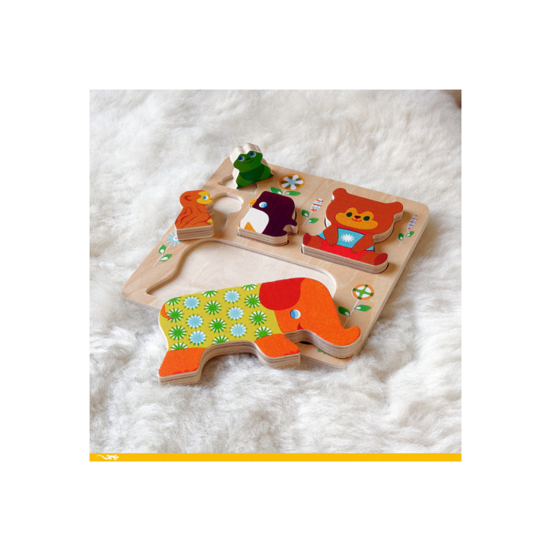 Djeco - Reliefpuzzle, Woodypile, 5 pcs