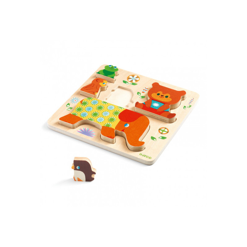 Djeco - Reliefpuzzle, Woodypile, 5 pcs
