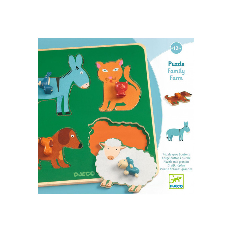 Djeco - Family Farm Puzzle, 4 pcs