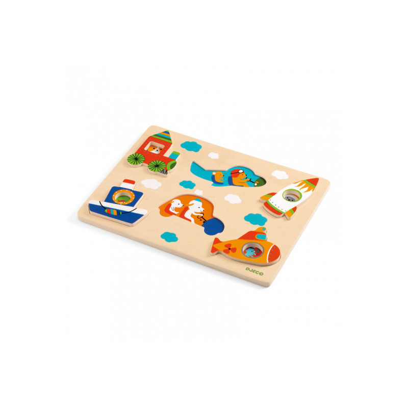 Djeco - Coucou Vroum Relief Puzzle, 6 pcs