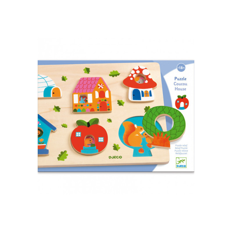 Djeco - Relief Puzzle - Coucou-House, 6 pcs
