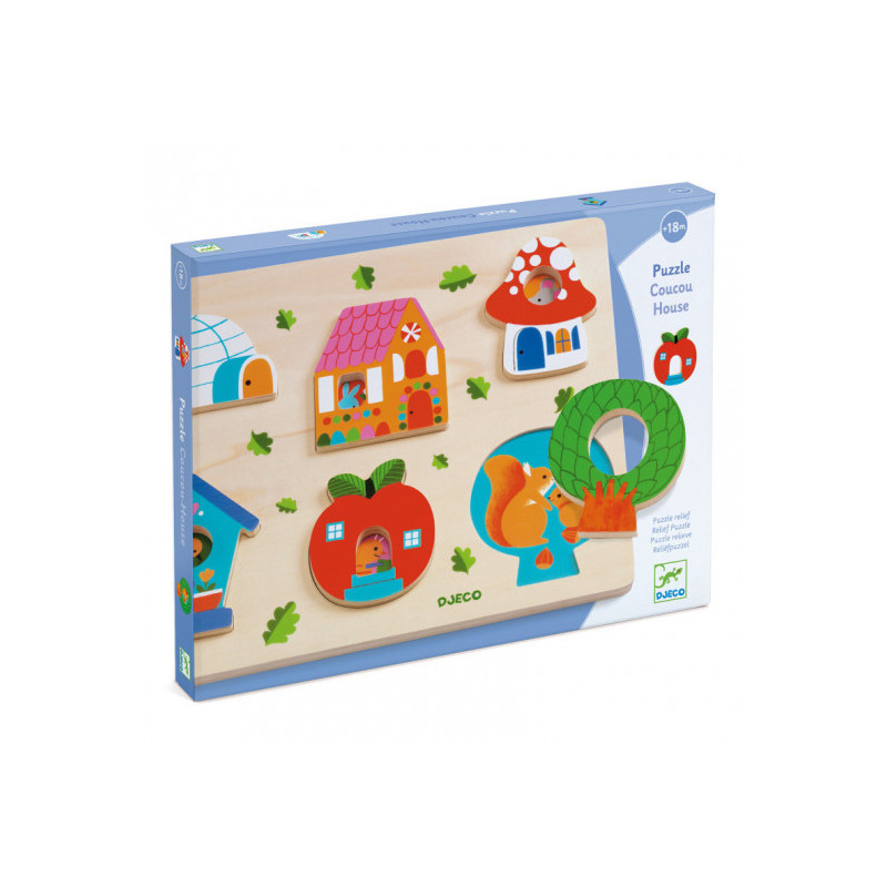Djeco - Relief Puzzle - Coucou-House, 6 pcs