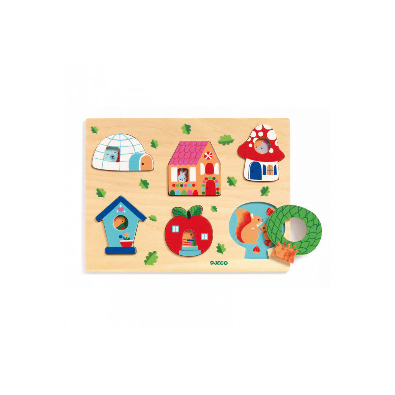 Djeco - Relief Puzzle - Coucou-House, 6 pcs