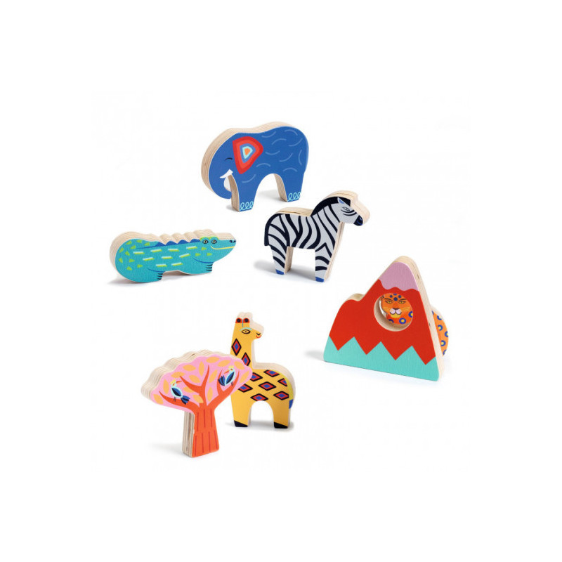 Djeco - Relief Puzzle - Savana Story, 6 pcs