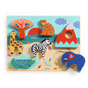 Djeco - Relief Puzzle - Savana Story, 6 pcs