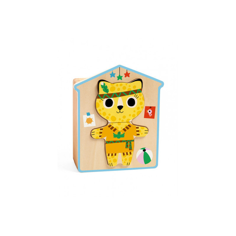 Djeco - Wooden puzzle, Dressup-Mix, 18 pcs