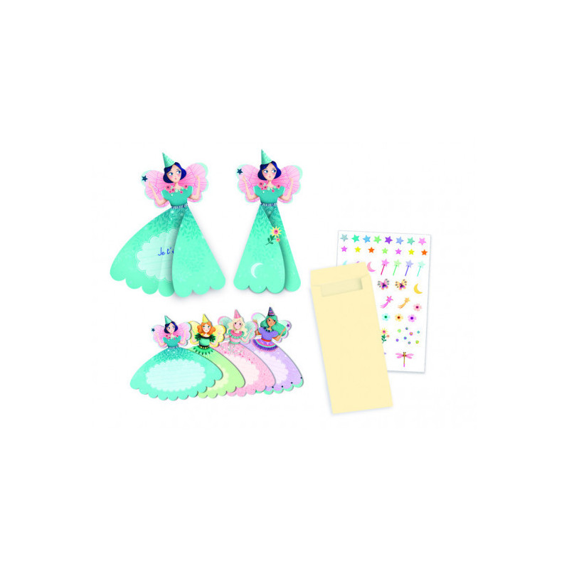Djeco - Inbjudningskort, Fairies (8 st)