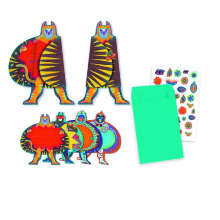 Djeco - Inbjudningskort, Superheroes (8 st)