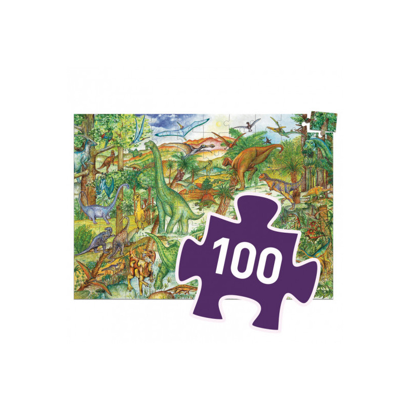 Djeco - Observation puzzle, Dinosaur + booklet, 100 pcs - FSC MIX