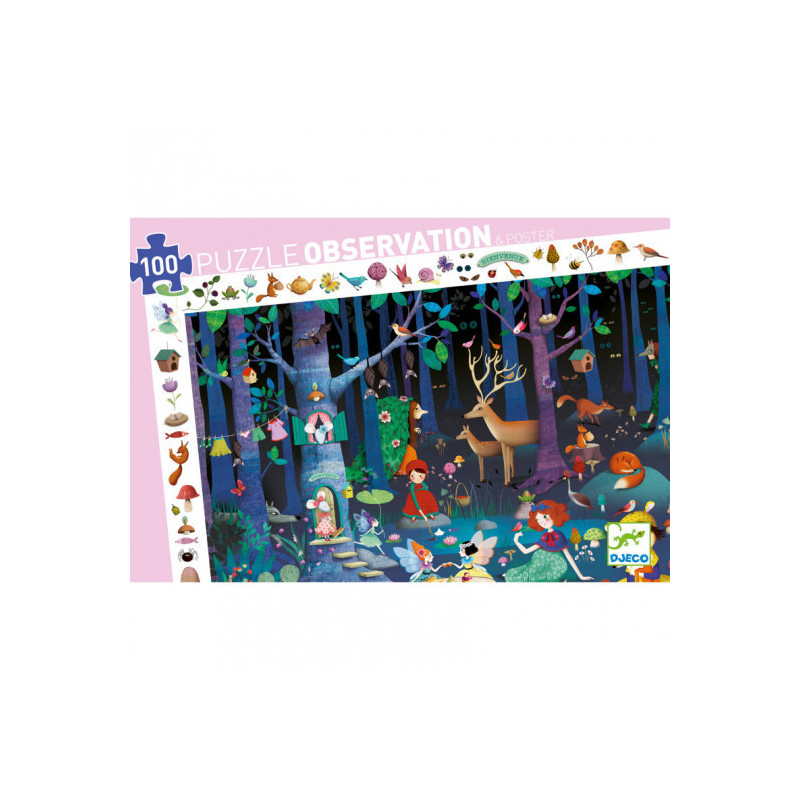 Djeco - Pussel, Enchanted forest, 100 pcs - FSC MIX