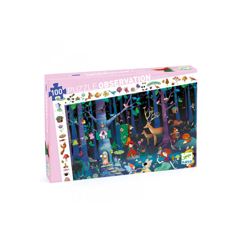 Djeco - Pussel, Enchanted forest, 100 pcs - FSC MIX