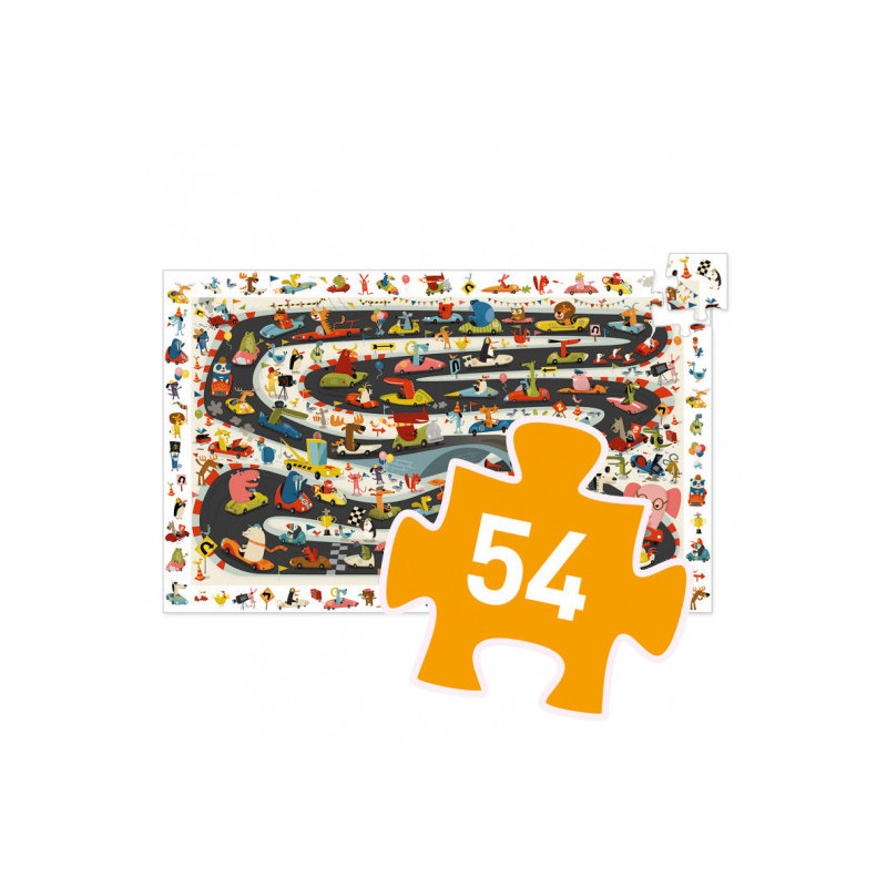 Djeco - Pussel Car Rally, 54 pcs - FSC MIX