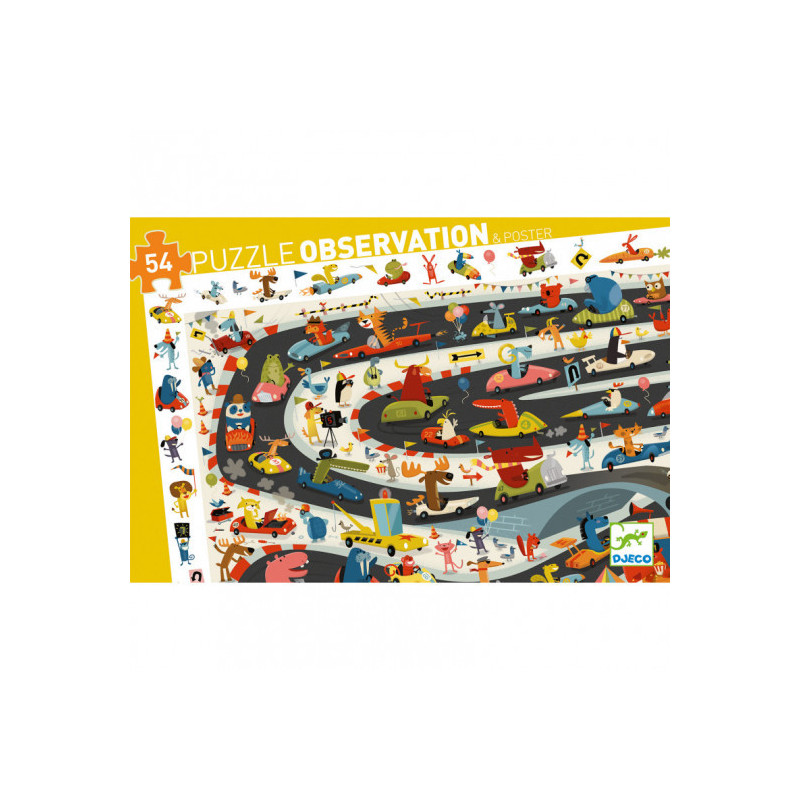 Djeco - Pussel Car Rally, 54 pcs - FSC MIX