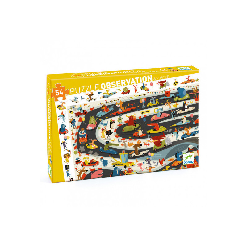 Djeco - Pussel Car Rally, 54 pcs - FSC MIX