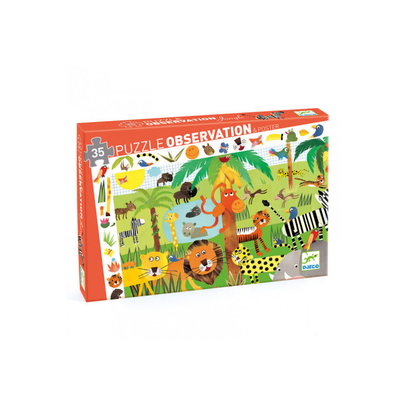 Djeco - Observation puzzle Jungle, 35 pcs - FSC MIX