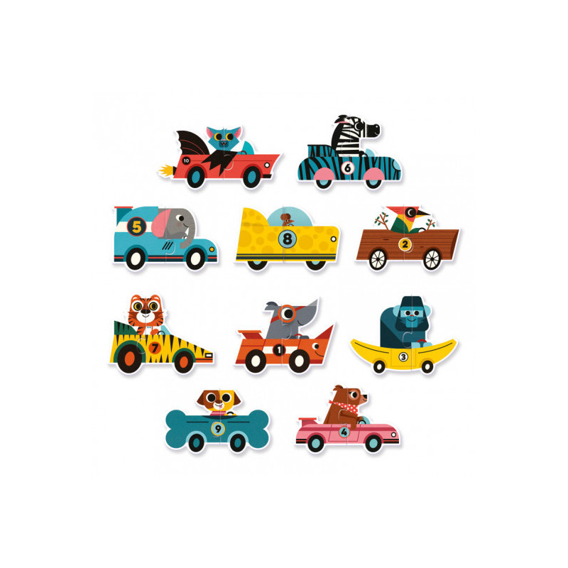 Djeco - Puzzle Duo Racing Cars