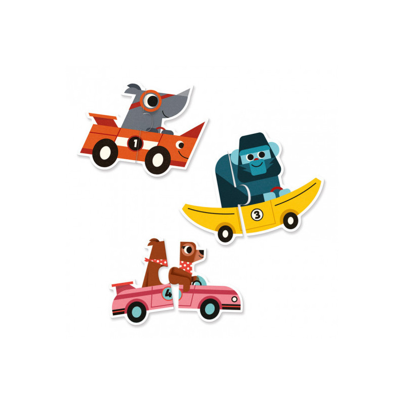Djeco - Puzzle Duo Racing Cars