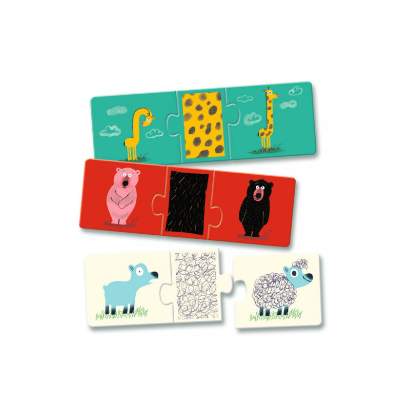 Djeco - Puzzle Trio Naked Animals