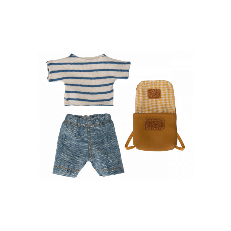 Maileg - Kläder till store bror mus med blå väska