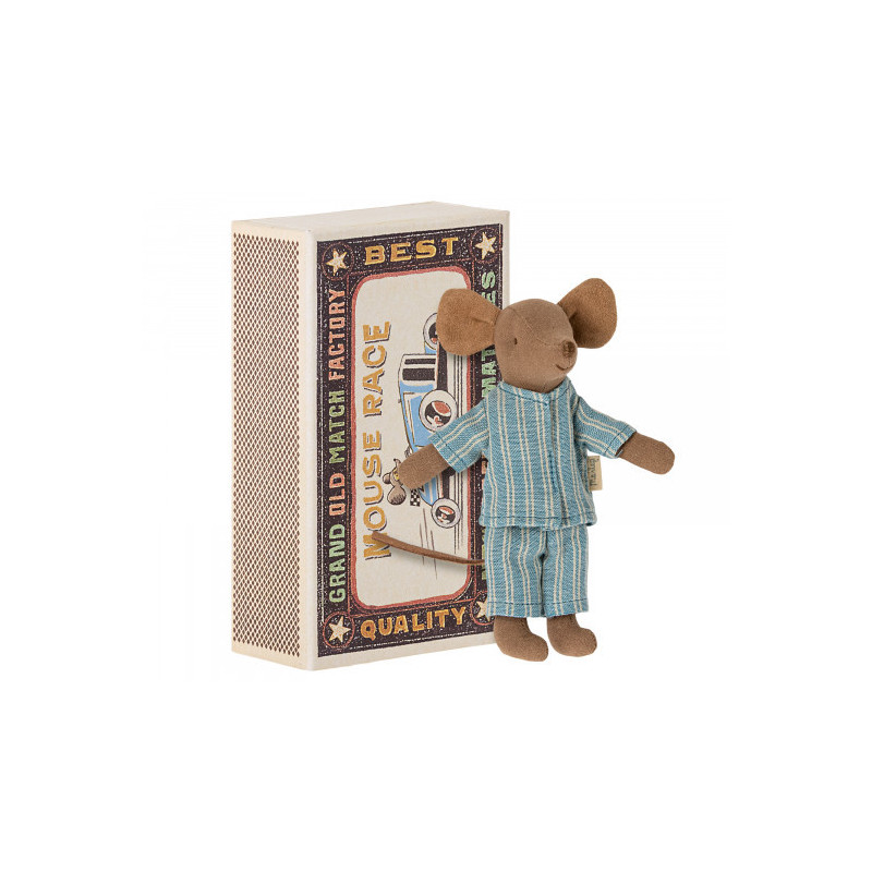 Maileg - Storebror mus i tändsticksask, pyjamas