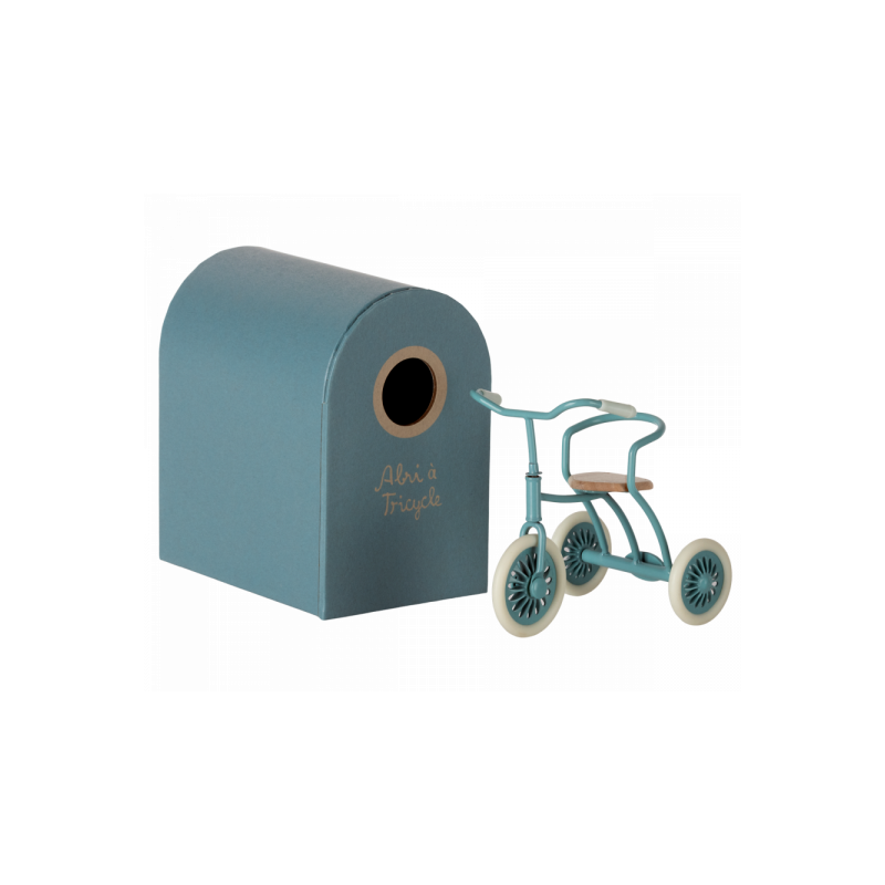 Maileg - Abri à tricycle, Mouse - Petrol blue